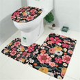 thumbnail image 2 of Multicolored Pioneer Flower Bathroom Rugs Sets 3 Piece,Toilet Cover Set,Absorbent Non Slip Bathroom Mats Sets with U-Shaped Contour Rug Toilet Rug Set, 2 of 5