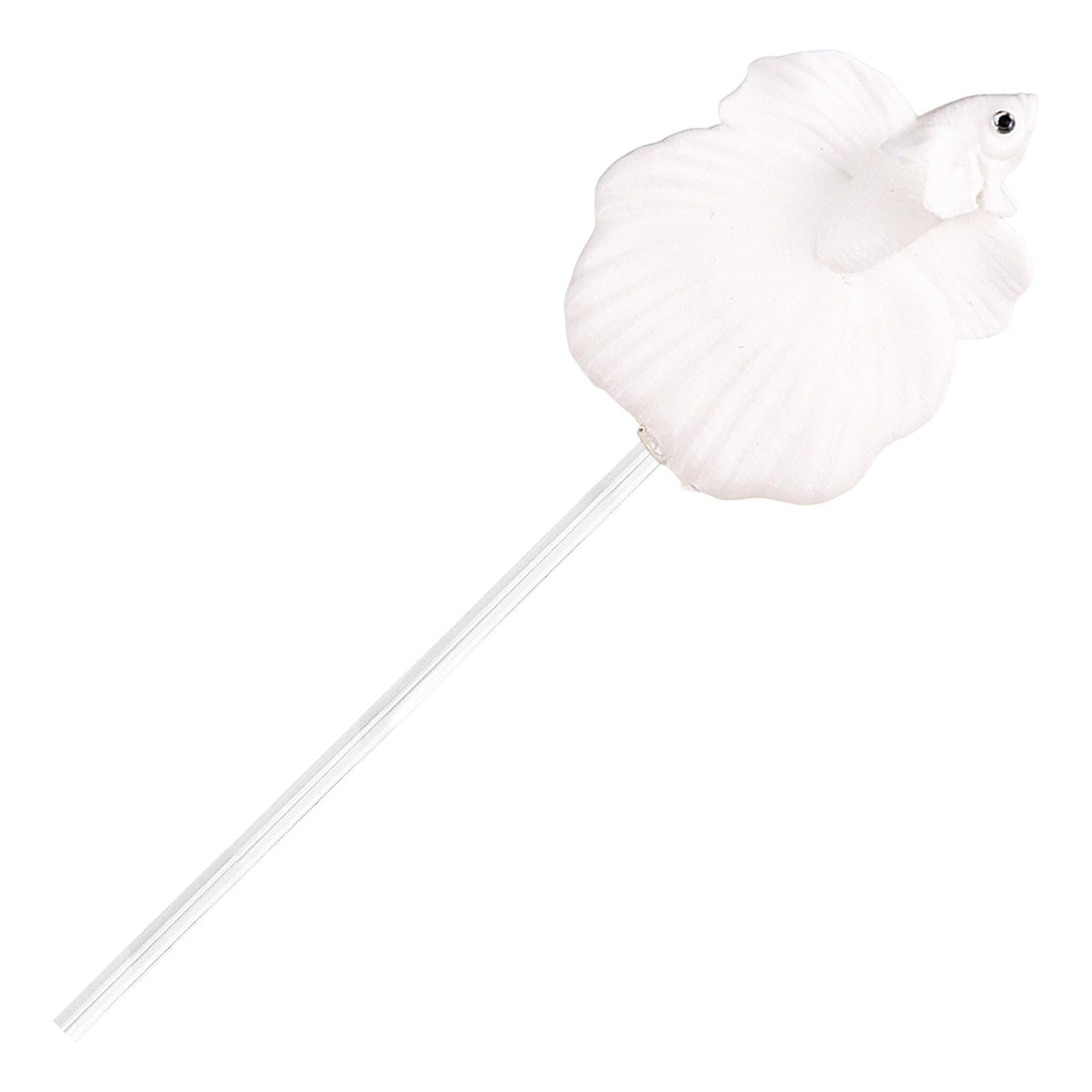 balikha Betta Fish Training Betta Tail Training Rod Realistic Aquarium Ornament PP Material Handcrafted Suitable for Home Gift Giving Fish Hobbyists White