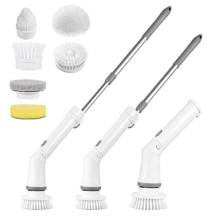 Arealer Electric Spin Scrubber Handheld Cordless Electric Cleaning Brush  Electric Spin Cleaner 2 Speeds Adjustable with Rod 6 Replaceable Brush  Heads for Bathroom Bathtub Toilet Wall Tile 