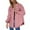 Pink, variant on Womens Jackets Fall Jacket Women's Fashion Denim Long Sleeve Button Down Jacket Pure Color Mid Length European & Style