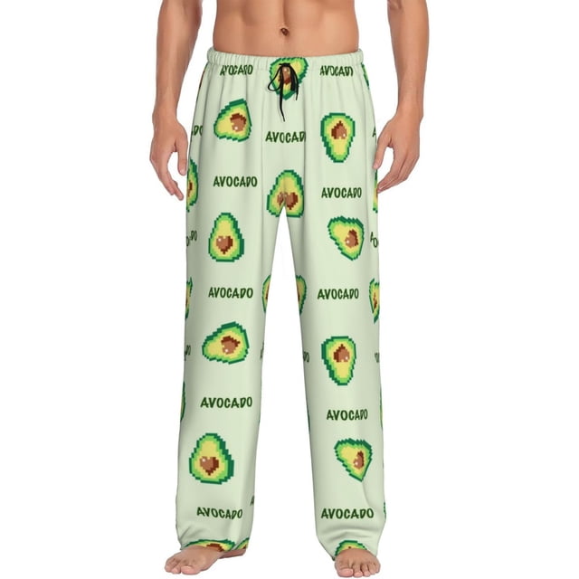 Fotbe Green Avocado Pantalones de Pijama para Hombre, Pantalones de Dormir, Pantalones de Casa con Cintura Ajustable y Bolsillos-XX-Large