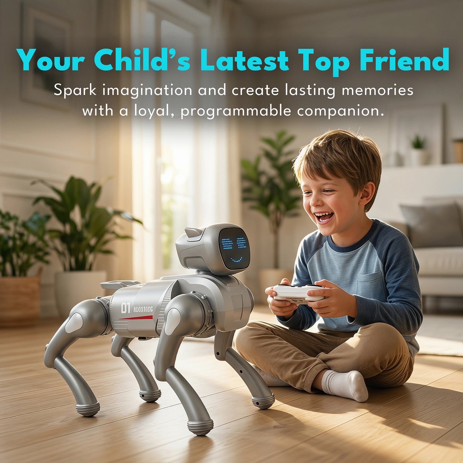Gmdisc RC Smart Robot Dog Toy, Interactive Robot Toys with Voice & App Control, 30+ Actions, Durable Design Programmable Pet Toy, Christmas Birthday Gift for Kids 6-12