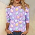 thumbnail image 2 of MIASHUI T-Shirt Décontracté à Manches Trois-Quarts et Col Rond pour Femmes, Multicolore, Thème de la Saint-Patrick, 2 of 5