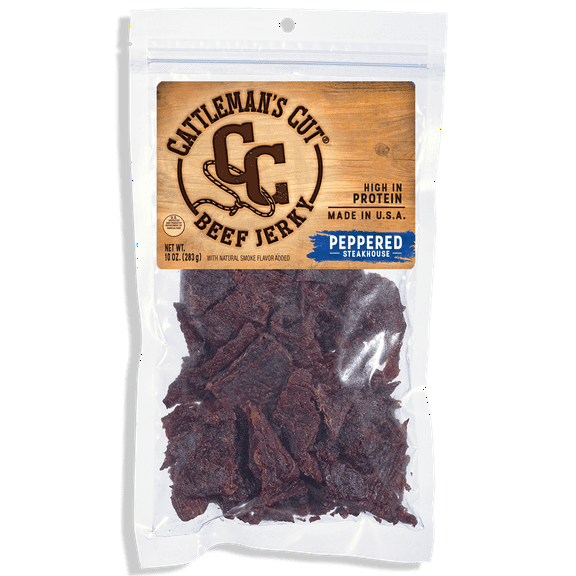 Cattleman's Cut Peppered Steakhouse Beef Jerky 10oz Resealable Bag