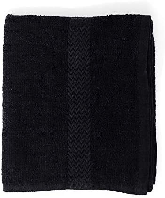 EOM Towels Bleach Safe 100% Cotton Ringspun Vat Dyed Hand Towels Size 16" X 28" 12 Pack Great for Salon, Gym and Home use. (Black)
