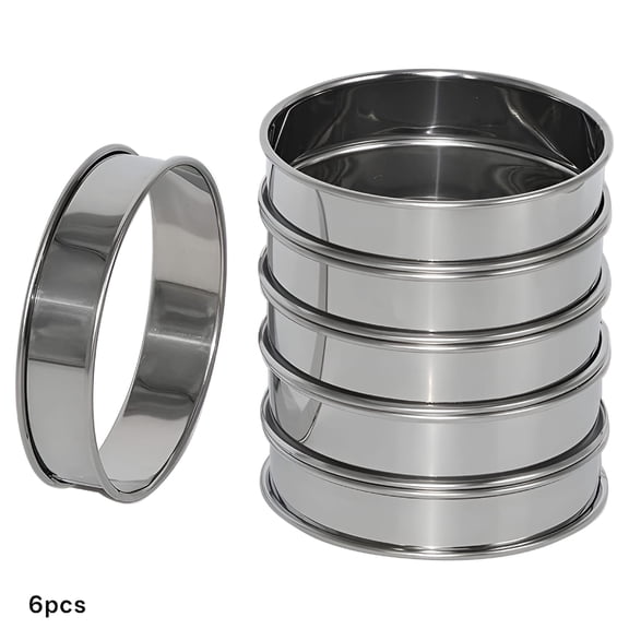 ACDANC 6 Pack 4" Double Rolled English Muffin Rings,Stainless Steel Crumpet Rings,Tart Rings,Round