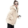 thumbnail image 2 of BAETEUY Winter Women Jacket - Thick Plush Faux Rabbit Fur Mid Length Hooded Coat, 2 of 8