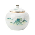 thumbnail image 3 of Porcelain Tea Canister for Loose Tea Storage Container Decorative Ceramic Flower Mountains, 3 of 9