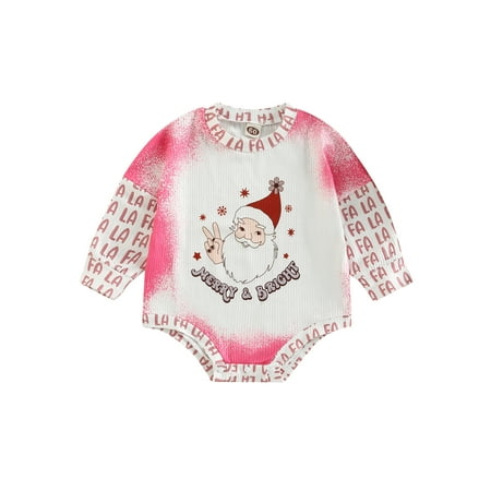 

Nituyy Baby Christmas Romper Long Sleeve Santa Bodysuit Winter Clothes Round Neck