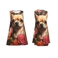 thumbnail image 7 of Honeii Vintage Red Flower Chihuahua Print Women's Sleeveless Dress, Loose Fit Casual Dress for Women, Summer Fashion Dress, 7 of 7