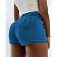thumbnail image 5 of Deliqiba Women Jean Denim Skort Sexy- High Waisted Asymmetrical Short Mini Short Dark Blue XL, 5 of 7