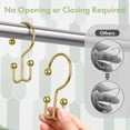 thumbnail image 2 of Bathway Gold Shower Curtain Hooks, 12PCS Minimalist Simple Double Shower Curtain Rings, Rust-Resistant Metal Shower Hooks Shower Curtain Hangers, Shower Rings for Bathroom Shower Rods Curtains, 2 of 7
