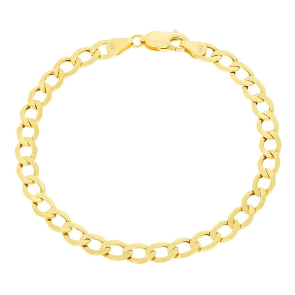 Nuragold 14k Real Yellow Gold Cuban Curb Link 5.5mm Chain Bracelet (7"-9") Italian Jewelry for Men & Women