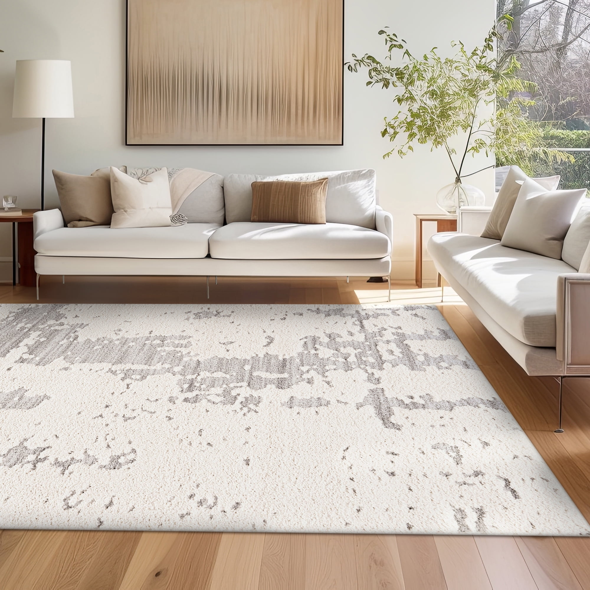 Bliss Rugs Artisan Shag Contemporary 8' x 10' Ivory and Gray Indoor Area Rug