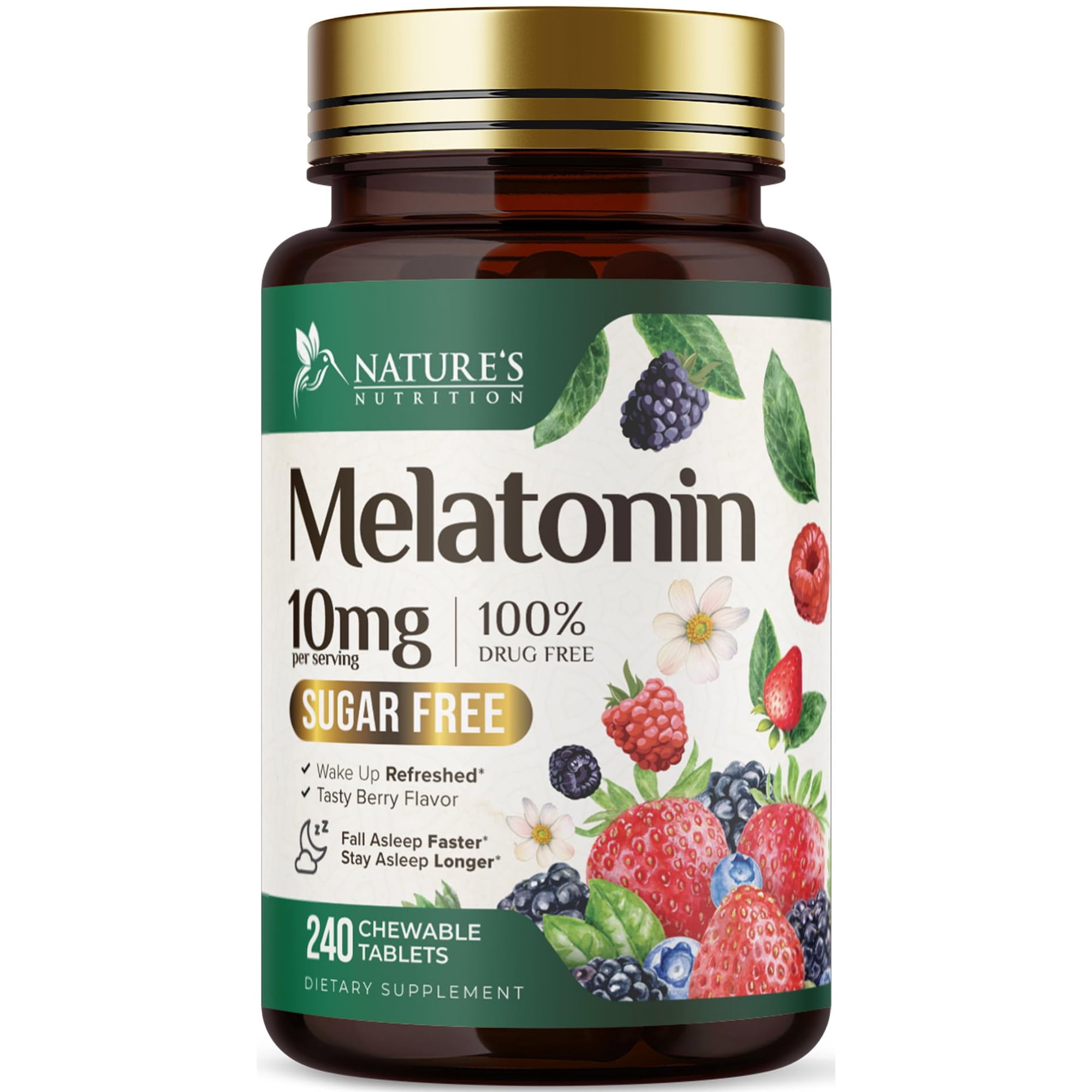Melatonin 10mg Per Serving - Extra Strength Melatonin Supplements for Restful Sleep Support - Sugar-Free Melatonin Sleep Tabs - Sleeping Support for Adults - Bottled in USA, 240 Fast Dissolve Tablets