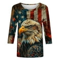 thumbnail image 4 of Patlollav 3/4 Length Sleeve Womens Tops 2025 Summer Round Neck Shirts Three Quarter Sleeve Tshirts Independence Day, 4 of 6