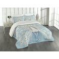 thumbnail image 2 of Ambesonne Peacock Quilted Coverlet 3 Pcs, Nature Ornate, King Size, Yellow Pale Blue, 2 of 4