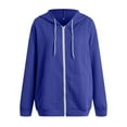 thumbnail image 5 of Xudanell Zip up Hoodie Women Solid Color Simple Oversized Sweatshirt Woven Texture Hoodie Sweater Blue XXL, 5 of 6