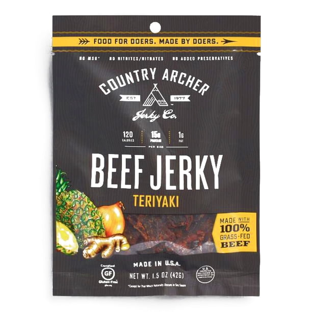 Country Archer Teriyaki Beef Jerky Snack Size 6 oz each (5 Items Per