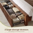 thumbnail image 3 of EnHomee Wood Bed Frame Queen with Headboard Bed Frame with Storage Shelf and Drawers Farmhouse Bed Frame with 2 Drawers & Charge Station & LED Light, Walnut, 3 of 11