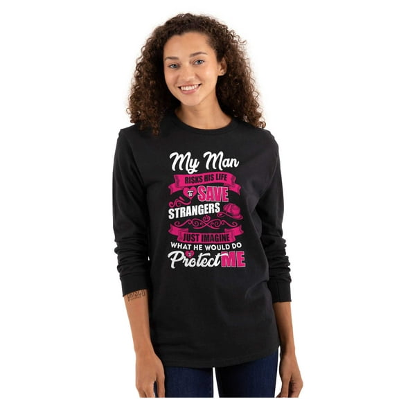Brave Boyfriend Risk Life Couple Love Women Plus Size Long Sleeve Graphic Tee Brisco Brands 2X