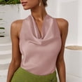 thumbnail image 2 of XFLWAM Women's Silky Satin Tank Top Cowl Neck Sleeveless Draped Blouse Halter Wrap Tie Back Backless Summer Camisole, 2 of 7