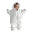thumbnail image 2 of Utoimkio Newborn Baby Girl Boy Rompers Plush Hooded Footed Jumpsuit Winter Fleece Warm Onesies Pajamas Long Sleeve Zipper Winter Coat Outfits for Kids Size 3-12M, 2 of 9
