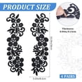 thumbnail image 5 of 4Pairs Flower Lace Fabric Applique Black Floral Embroidered Sew on Patches Water Soluble DIY Wedding Dress Headwear Collar Neckline Mesh Trims, 5 of 6