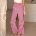 thumbnail image 5 of Women's Boho Chic Gingham Trousers with Elastic Smocked Waists and Flowy Wide Legs Cute Casual Trousers with Pockets Red L, 5 of 7