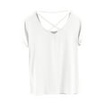 thumbnail image 7 of AherBiu Pajama Tops for Women Round Neck Short Sleeve Crossover Back Comfy Tees Basic Layer Undershirts Homewear, 7 of 7