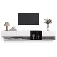 thumbnail image 1 of Noble House Meuble TV & Bas, Blanc Brillant & Noir à Blocs de Couleur, Rangement Multiple avec Tiroirs & Compartiments, 1 of 9