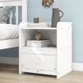 thumbnail image 3 of Full Size Platform Bed with a Nightstand, Solid Wood Platform Bed Frame with Headboard and Footboard for Kids Teens Adults, Strong Wooden Slats Support, No Box Spring Needed, White, 3 of 7