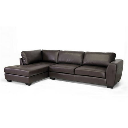 Brown Leather Chaise - Baxton Studio Orland Brown Leather Modern Sectional Sofa Set with Left Facing Chaise