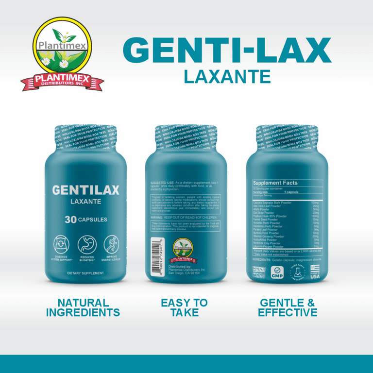 Genti-Lax Laxative - Gentle Digestive Support with 30 Capsules