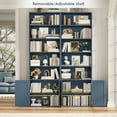 thumbnail image 5 of Hiphuta 81.5" Tall Bookcase with Doors, 5-Tier Bookshelves with Storage, 23.6"W Display Shelf with 2 Doors for Home Office, Living Room, Blue, 5 of 7