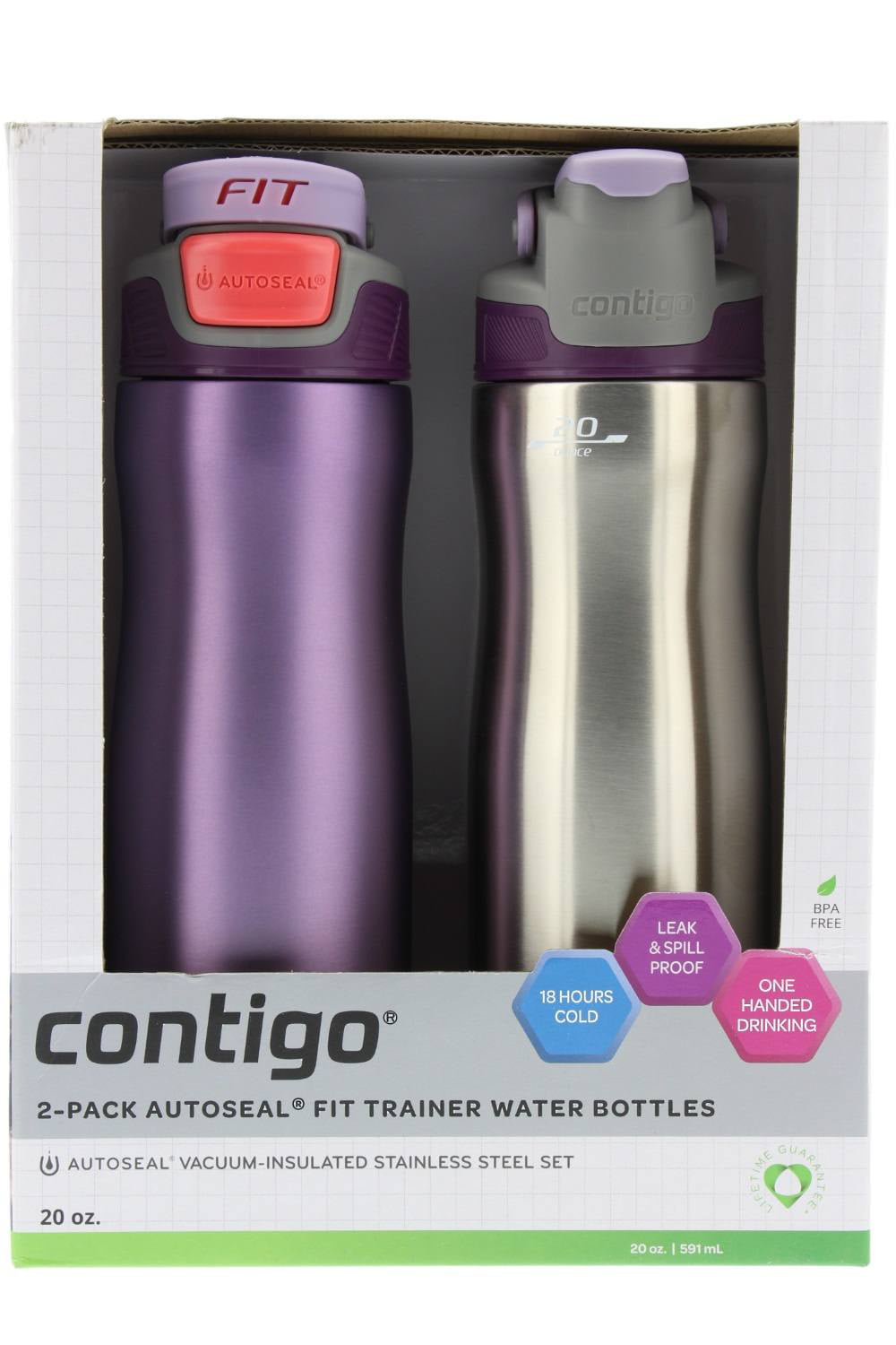 Contigo Autoseal Trainer FIT Stainless Steel Water Bottle 20-ounce 18 Hours Cold Sunshine & Gunmetal 