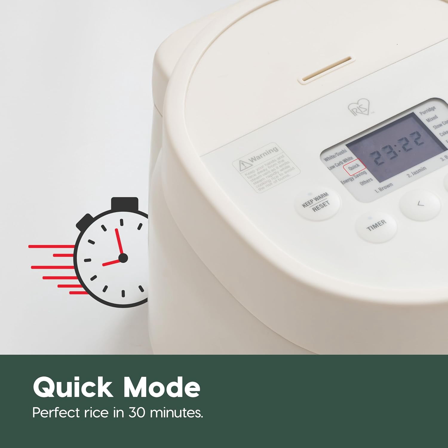 IRIS Micom Japanese Rice Cooker, 3-Cup Uncooked/6-Cup Cooked, Recipe Presets, Slow Cooker, Steamer