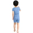 thumbnail image 5 of CYRBOKO Toddler Boys Outfit Sets, 2 Pieces Solid Color Short Sleeve T Shirts with Shorts Sets Blue Size 2 T, 5 of 5