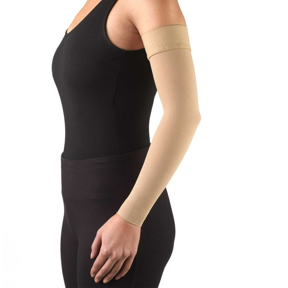 Truform Lymphedema Compression Arm Sleeve, Dot Top 1520 mmHg, Beige