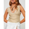 thumbnail image 6 of Women's Tank Tops Slim Fit Crop Tops Sleeveless Deep V Neck Shirts Lace Trim Short Vest Summer Women Tops for Casual, 6 of 7