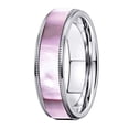 thumbnail image 4 of Wedding Rings Womens 5mm Silver Titanium Band w/ Pink Mother of Pearl Inlay, 4 of 5