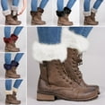 thumbnail image 4 of harmtty Winter Women Warm Faux Fur Crochet Knitted Leg Warmers Short Boot Socks Cuffs,Black, 4 of 7