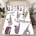 thumbnail image 2 of Saxophone Instrument Full Sheets Retro Jazz Music Bed Sheets Set,Boys Girls Modern Mucical Notes Sheet Set Vintage Piano Tromebone Pattern Flat Fitted Sheet, 2 of 7