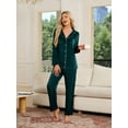 thumbnail image 4 of EK4YDNDS Womens Flannel Pajama Set, Long Button Down Lightweight Pjs Set with Pockets,(Dark Green,XL), 4 of 4