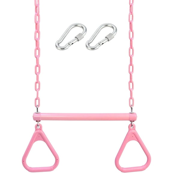 18" Pink Trapeze Swing Bar Rings 48" Heavy Duty Plastic Coated Chains Swing Set Accessories