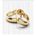 thumbnail image 3 of Engagement Party Shower Curtain, Realistic Illustration 3D Style Image Heart Shaped Engagement Rings, Fabric Bathroom Set with Hooks, 69W X 84L Inches Extra Long, Beige and White, by Ambesonne, 3 of 3