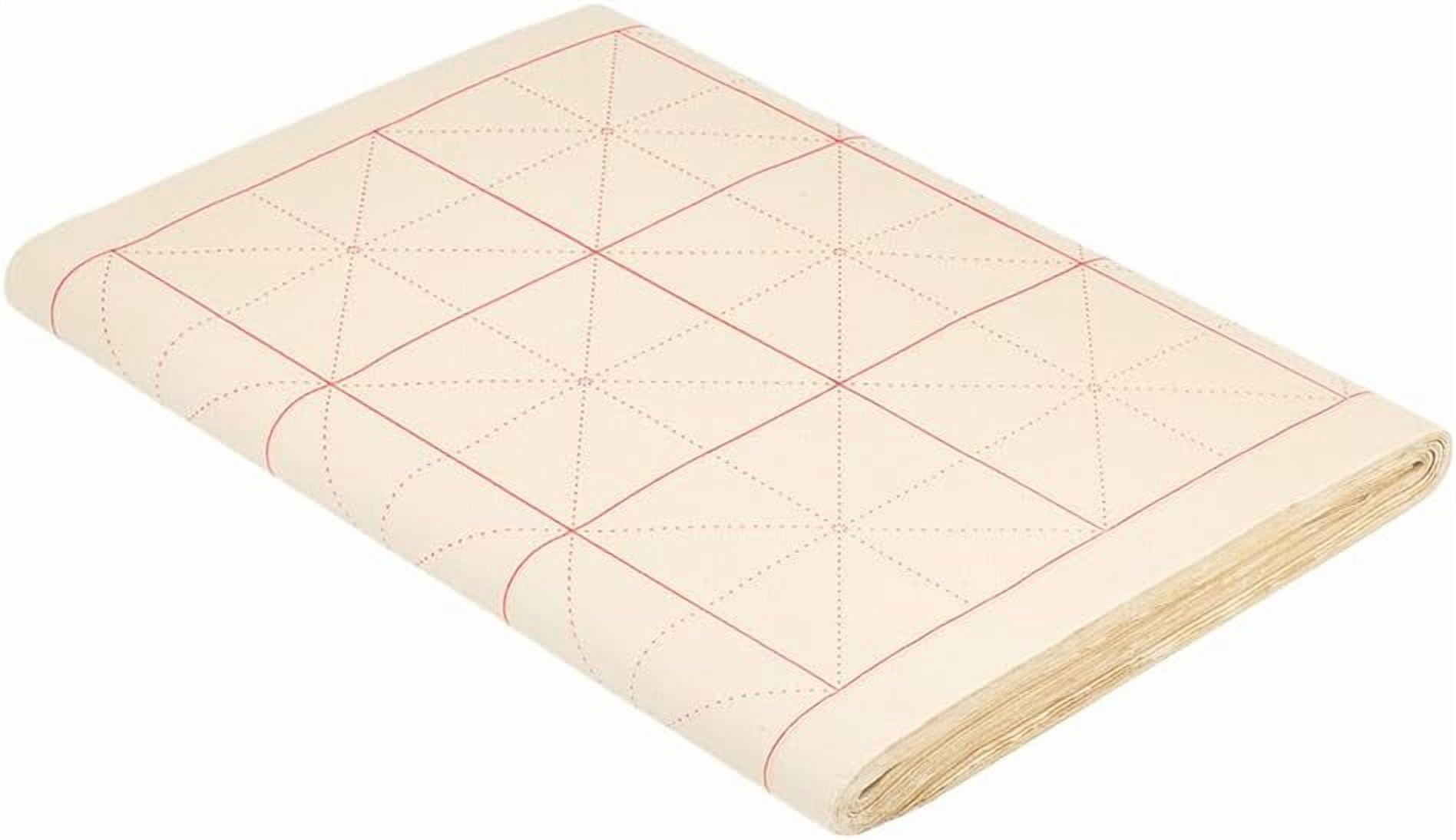 100 Sheets White Chinese Calligraphy Xuan Paper 25.7x13.6 Inch White Rice Paper with Grids DIY for Brush Writing Traditional Chinese Japanese Practice Paper DIY for Calligraphy Lover Beginner
