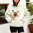thumbnail image 2 of Women Sherpa Pet Carrier Hoodie, Plush Kangaroo Pocket Pullover for Small Dog Cat, 2 of 5