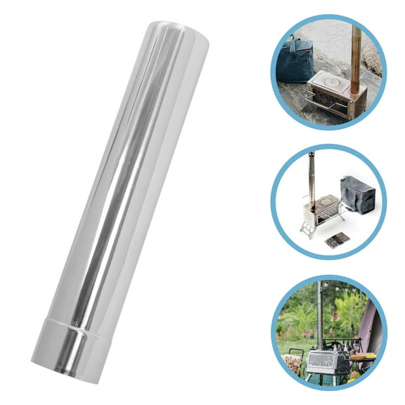 HOMEMAXS Stove Pipe Chimney Pipe Straight Stainless Steel Flue For Outdoor Camping Wood Stove, Camping Stove Accessories Silver