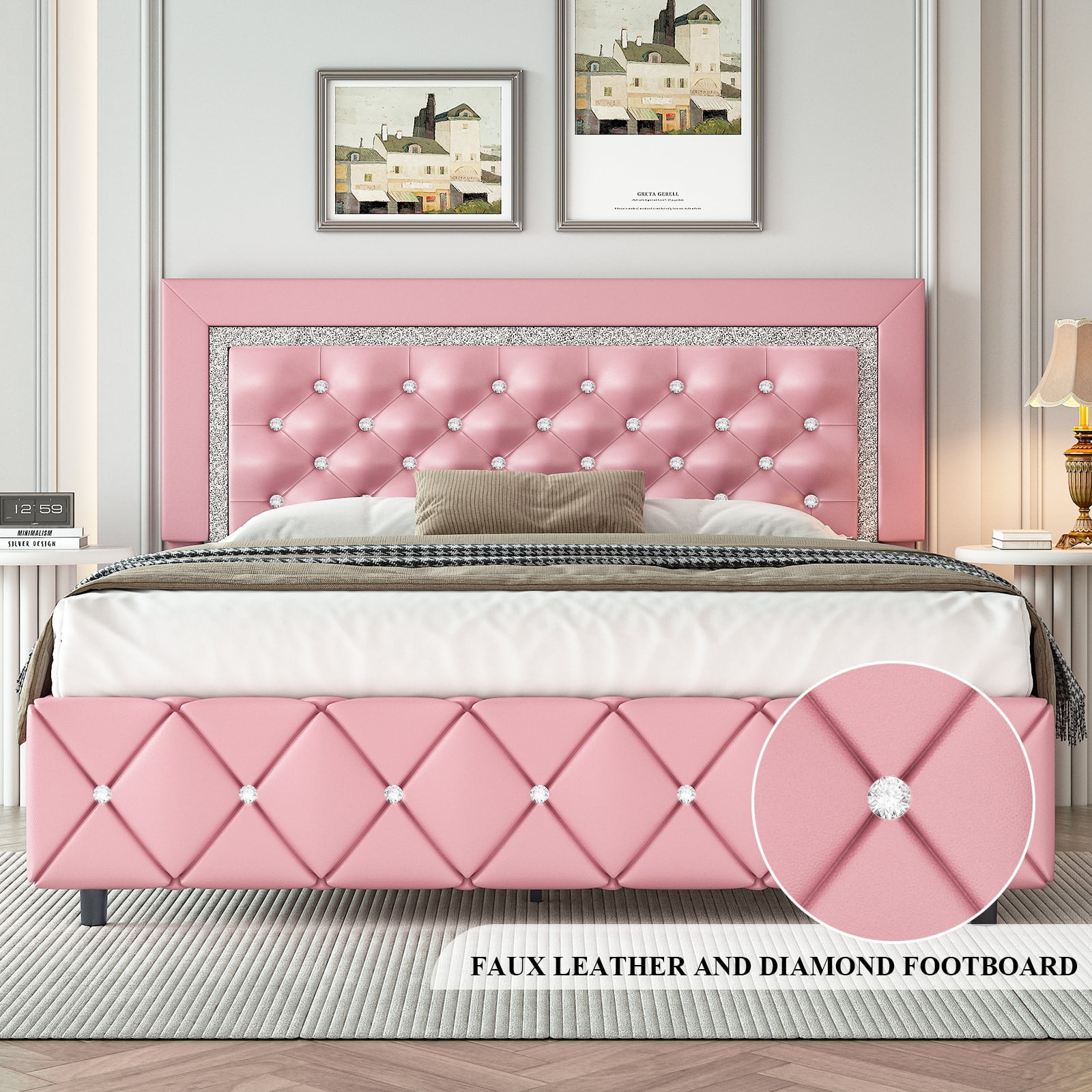 Pink headboard queen discount